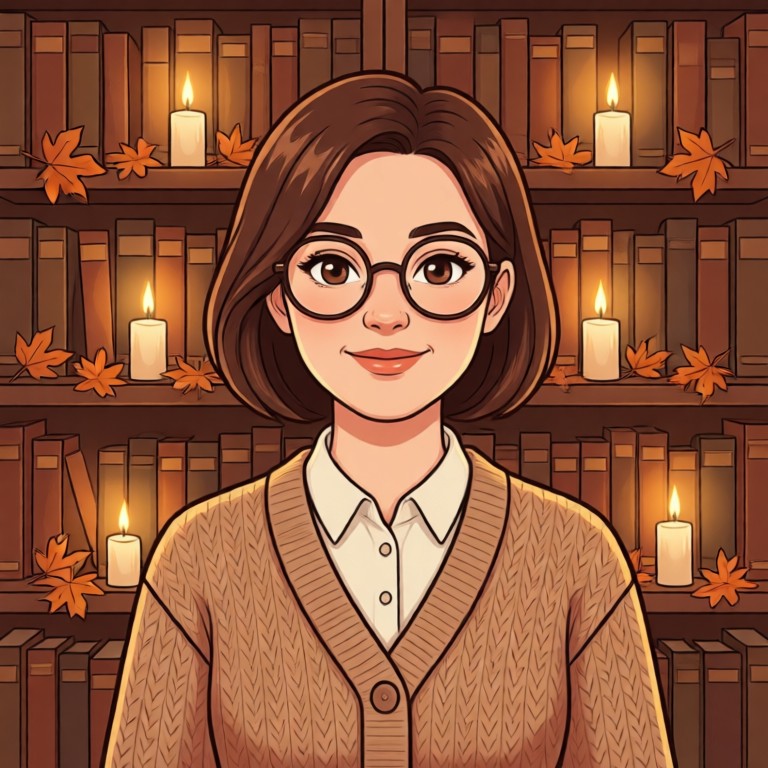 Portrait of Hazel the Cozy Fall Librarian