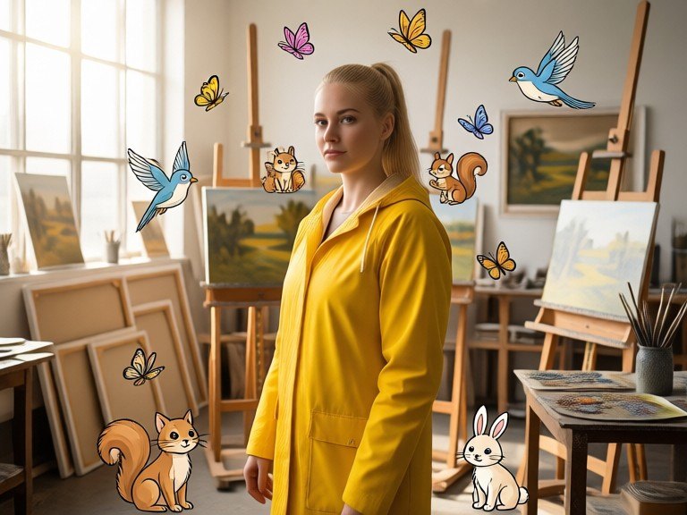 Add Cartoon Animals to Photo: before and after