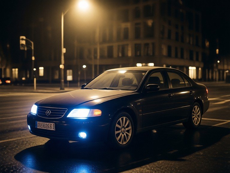Car Headlight Modifier AI: before and after