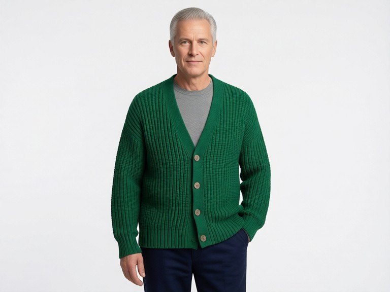 Swedish old male ai fashion model: before and after