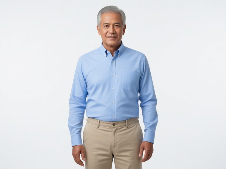 Thai old male ai fashion model: before and after