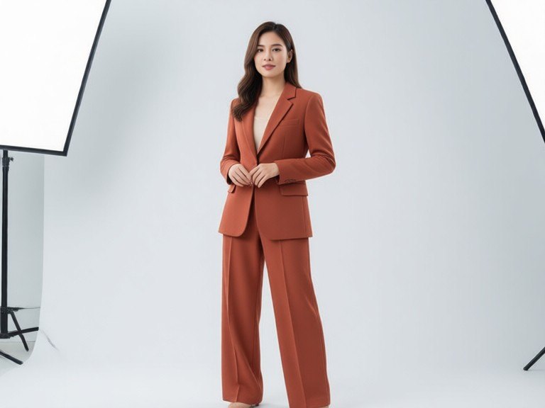 Thai young female ai fashion model: before and after